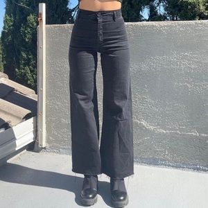 zara marine straight black high waisted / rise straight leg/ wide leg jeans!